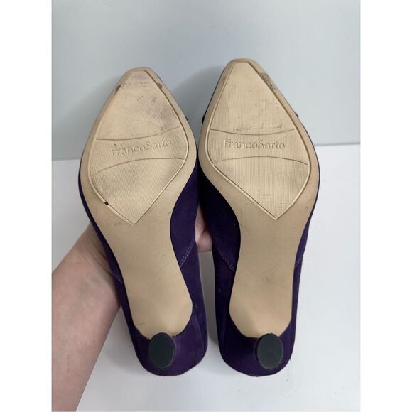 Franco Sarto Pumps Womens Size 9 Leather Suede Purple Slip On Casual Heels - Picture 12 of 12